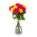 Kytice růžových a žlutých růží